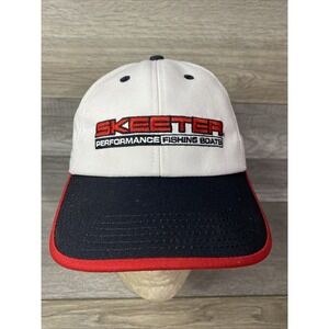 Skeeter Performance Fishing Boats Hat White Navy Blue Eat Sleep Fish Snapback